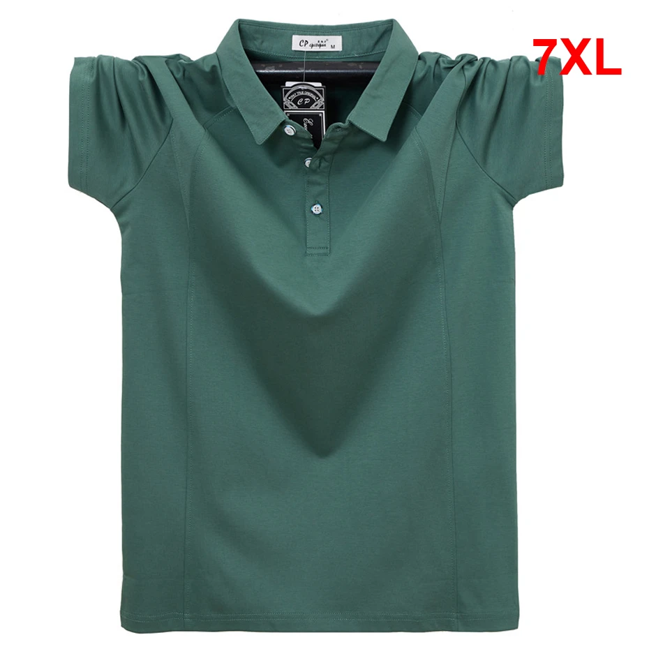 Summer Short Sleeve Polo Shirts Men Plus Size 7XL Solid Color Casual Fashion Stretch Polo Shirt Male Big Size 7XL