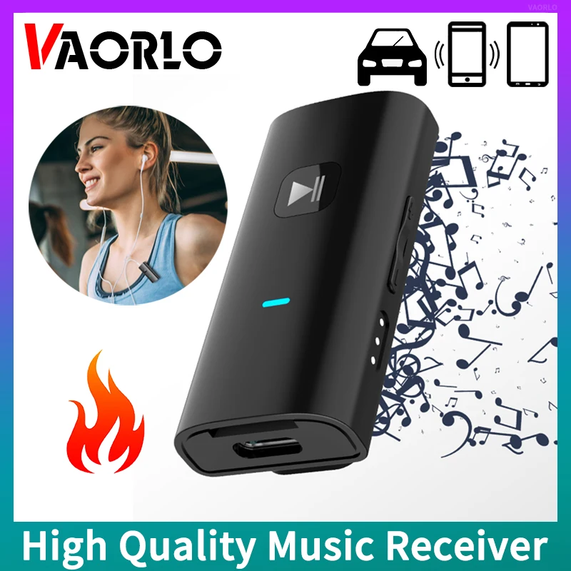 

High Quality Lavalier Bluetooth Audio Receiver 3.5MM AUX With Mic Stereo Music Wireless Adapter Dongle For Car Speaker Headphone