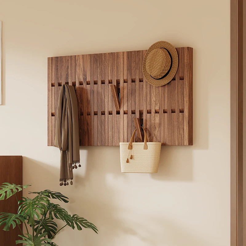 

Space-saving wall-mounted coat rack Solid wood entrance entrance Piano key hanger Bedroom ash wood bag hat rack