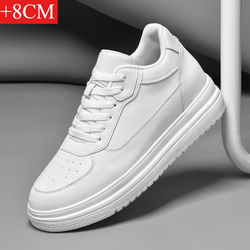 New Invisible Height-increasing Shoes for Men, 6CM-8CM-10CM Sports Shoes,White Leather Sports Shoes for Men,Enlarged Sizes 36-46 image 3