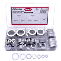185pcs Aluminum Flat Washer Assortment Kit Aluminum Flat Washers M5 M6 M8 M10 M12 M14 M16 Washer Flat Ring Gasket Rings