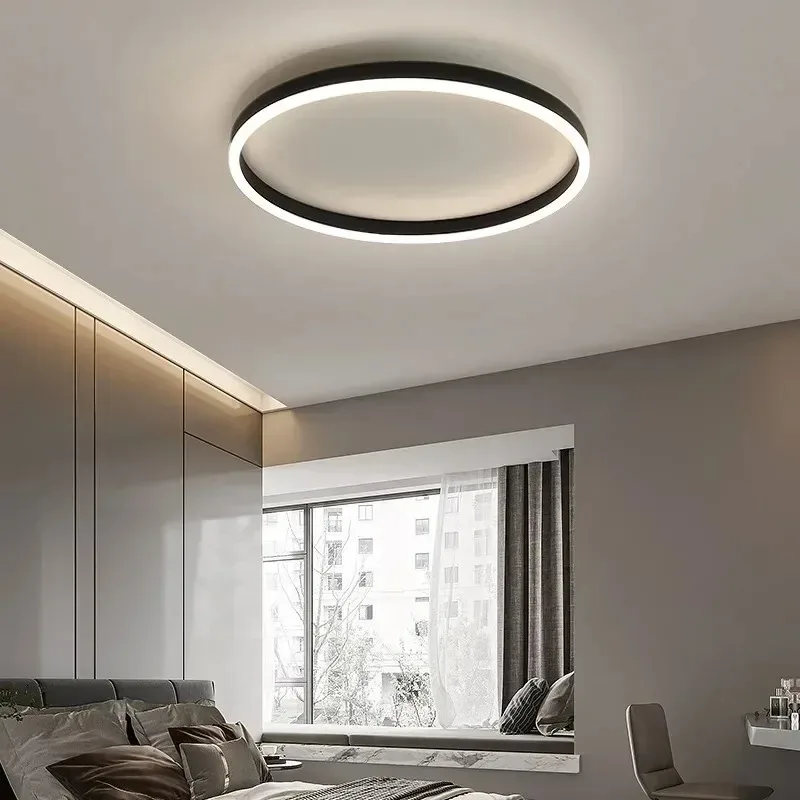 Plafoniera moderna minimalista circolare creativa per lobby a LED senza luce principale per camera da letto