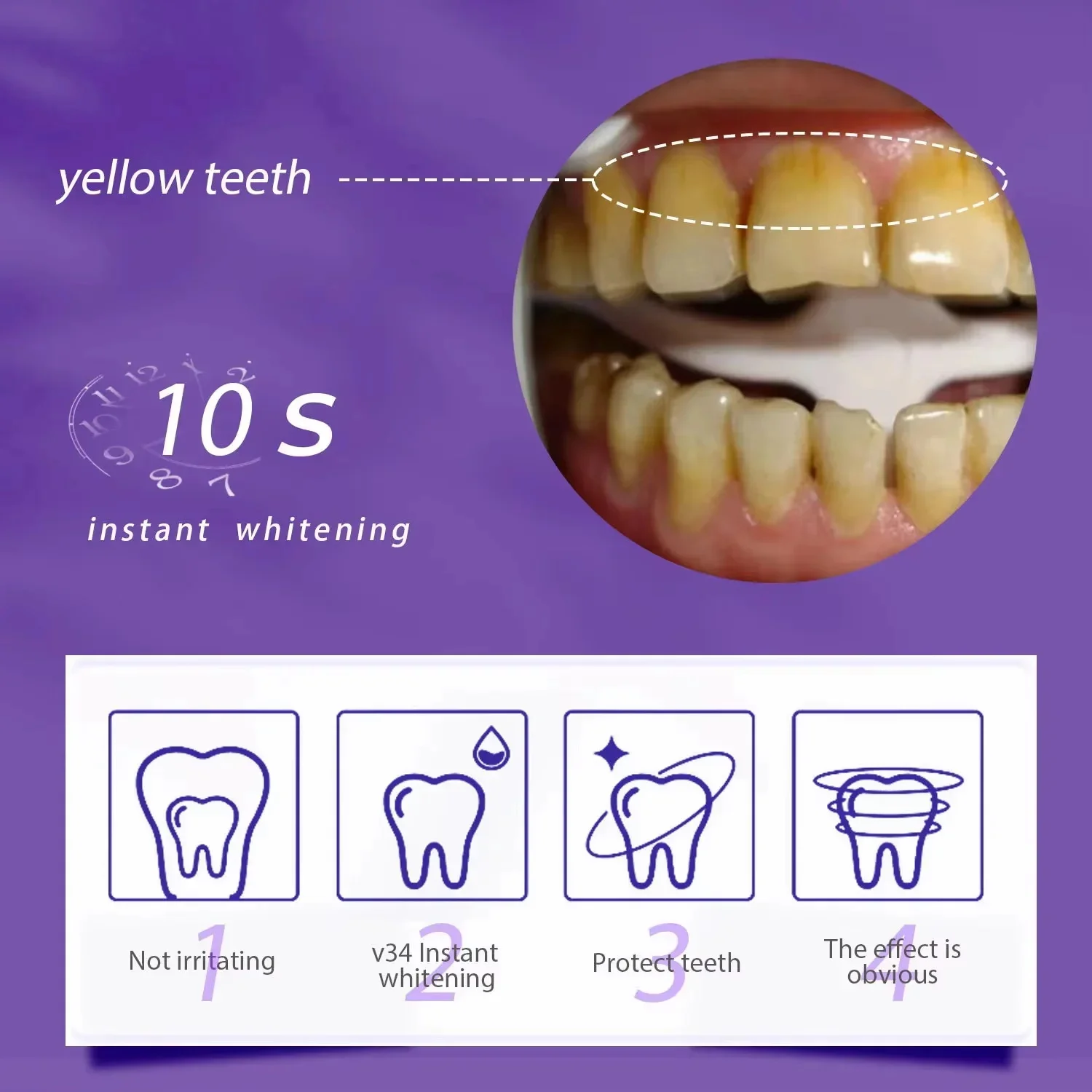 V34 Paarse Tandpasta Tanden Whitening Enzym Verwijderen Plaque Vlekken Mondhygiëne Schoonmaken Tandheelkundige Gereedschappen Frisse Adem Schoonheid Gezondheid