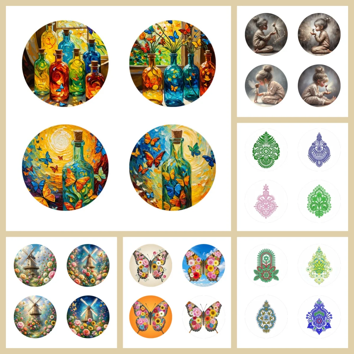 

4 wooden anti-slip and heat-insulating coasters with animal/cartoon patterns, suitable for office and living room coffee MATS