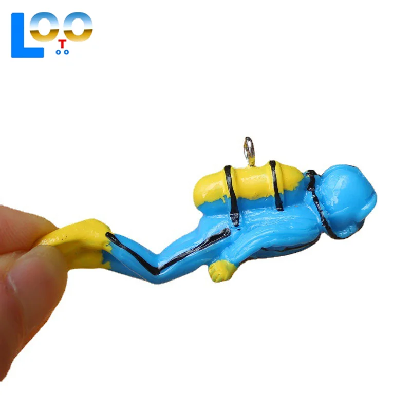 ตกแต่งตู้ปลาเรซิ่นลอยนักประดาน้ําถังปลาลอยตกแต่งภายใต้น้ําชุดโลกใต้น้ําขนาดเล็กลอย