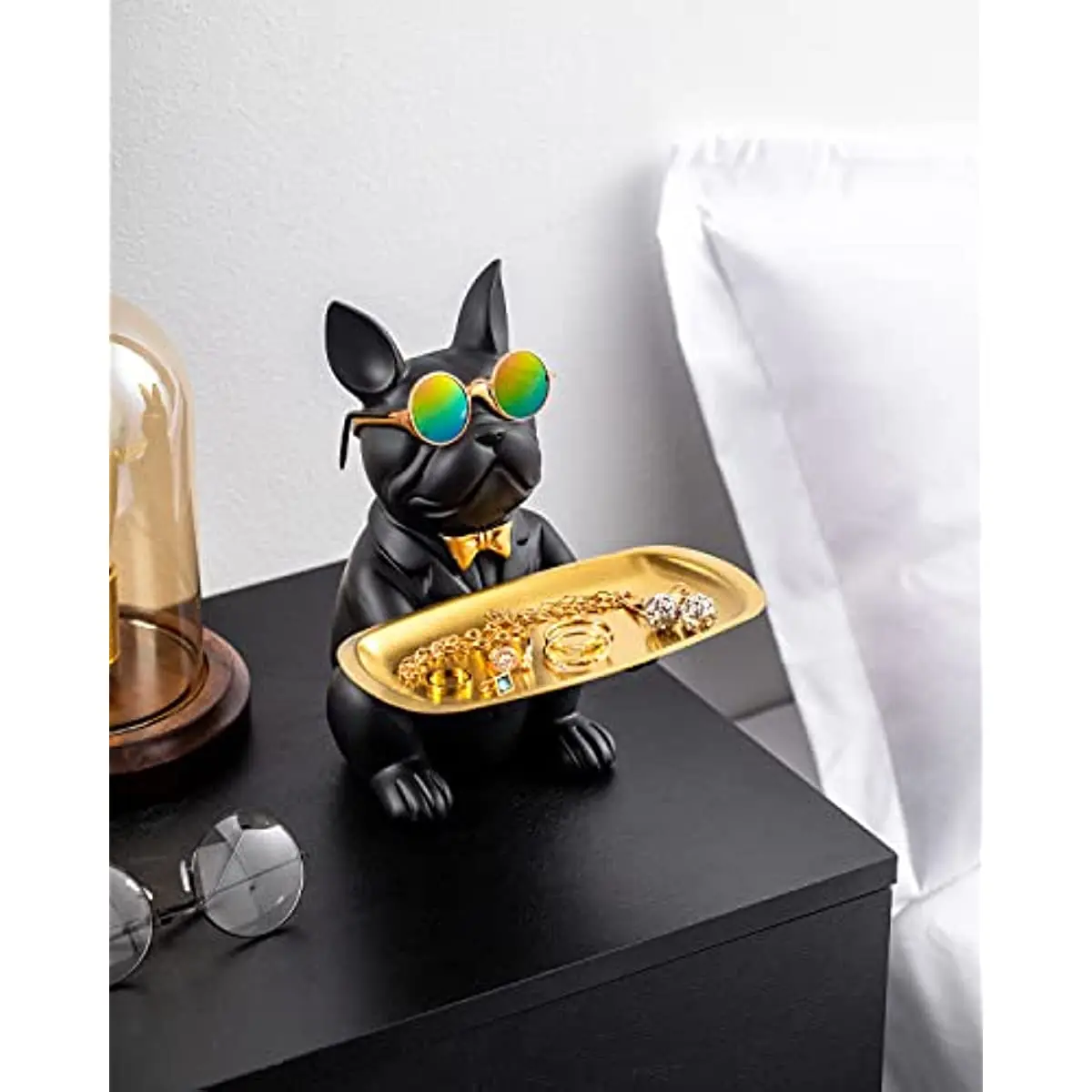 Statue Résine Chien Statue Salon Décor Table Plateau Ornements Bouledogue Français Figurine pour La Maison Intérieur Bureau Décoration Sculptures (Color : New 1