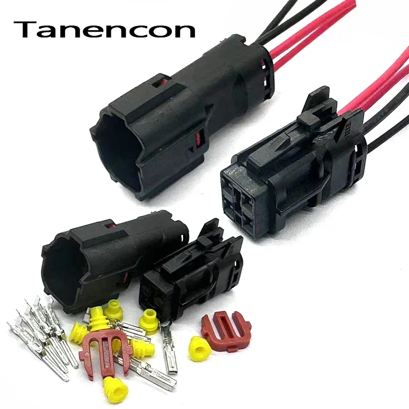 1 jeu de fiches mâles et femelles scellées à 4 broches MG 640333   MG 610331   Connecteurs de pompe à carburant électronique automatique, étanche, prise de lampe