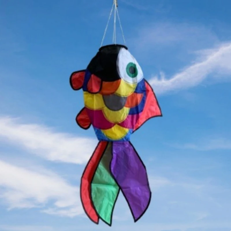 Großer Fisch-Windsack-Drachen, Outdoor-Spaß-Spielzeug, fliegende Nylon-Regenbogendrachen für Erwachsene, Koi-Fischdrachen, Strandwind, Papagei, Sportspielspaß