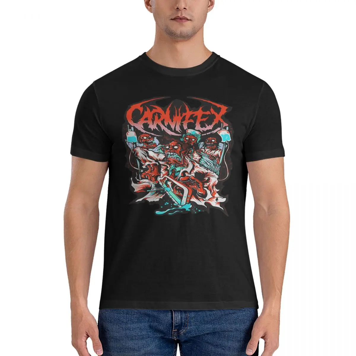 Funny Remarkable T-Shirt for Men Crewneck Cotton T Shirts Carnifex Short Sleeve Tees Printed Clothing