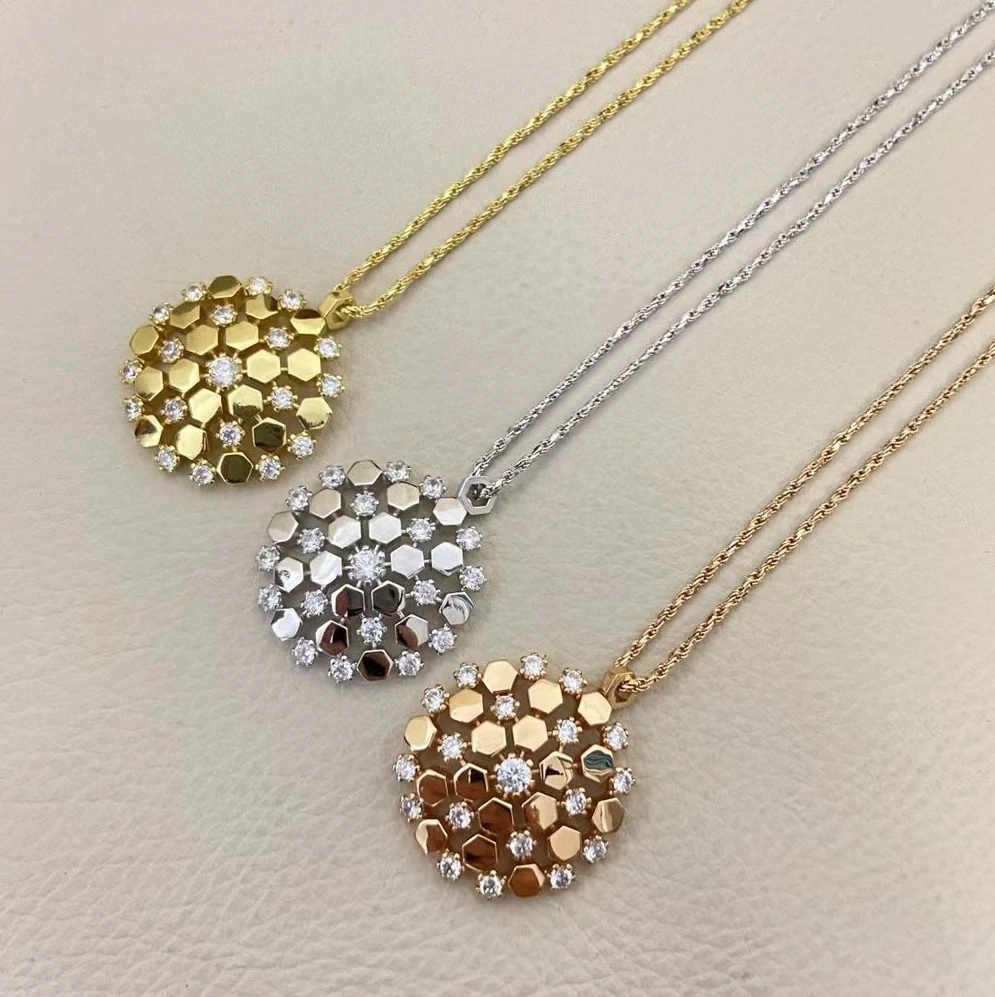

Honeycomb Fireworks Necklace New Gypsy Glossy Hexagonal Snowflake