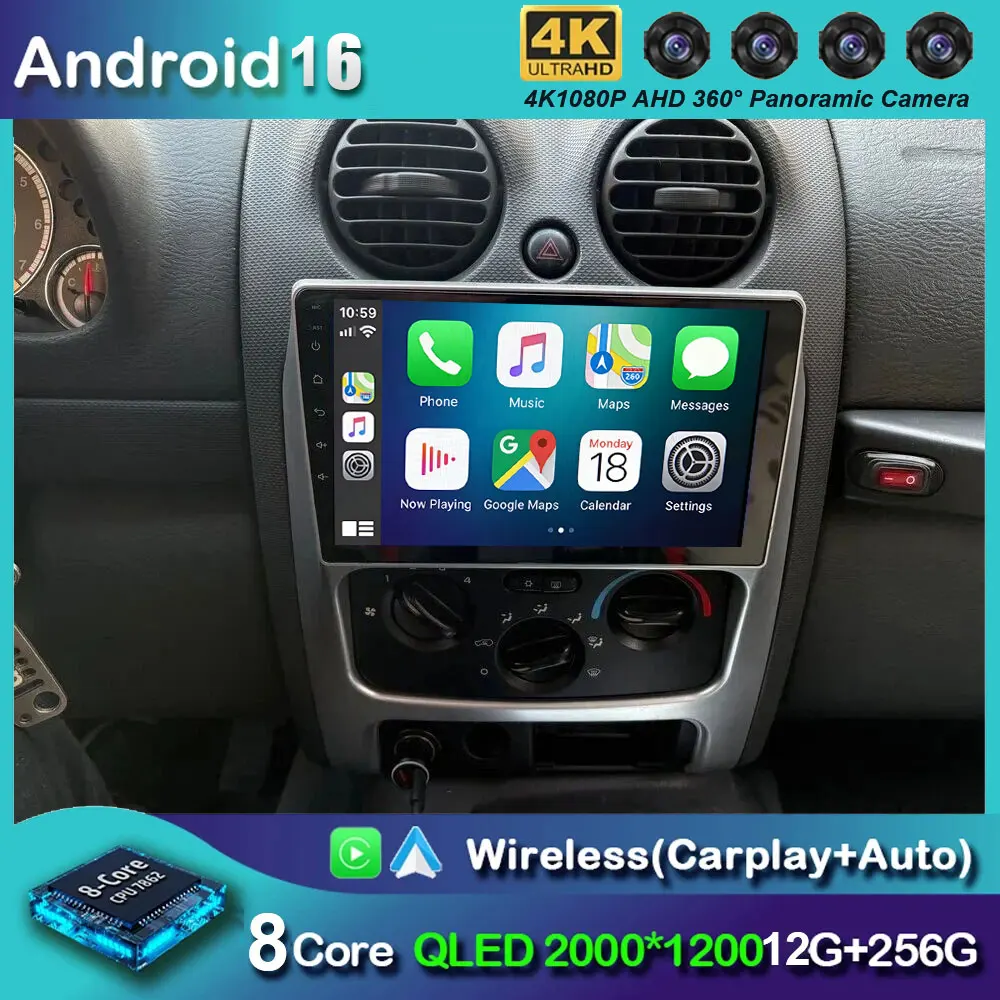 Android 16 Carplay Car Stereo For JEEP LIBERTY CHEROKEE 2001 2002 2003 2004 2005 2006 2007 Car Radio Video Multimedia Player 5G