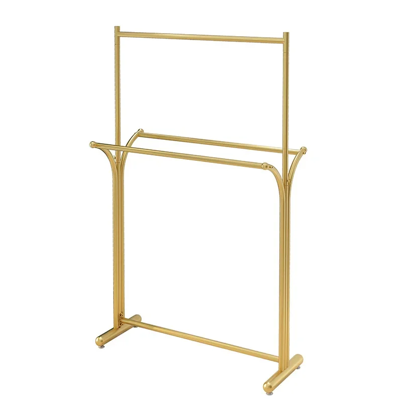 

clothing store Nakajima double-row display rack light luxury hanger folding floor-to-ceiling double-layer balcony drying rod