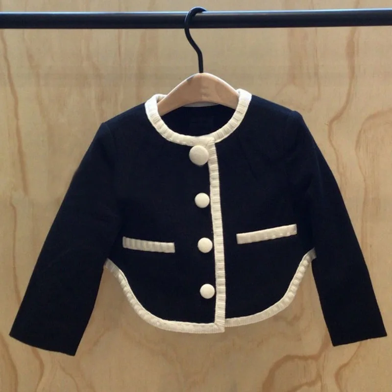 Girls Autumn Suit New Style Fashionable Long-sleeved Cardigan Top + Short Skirt 2-piece Baby Skirt Small Chanel Style