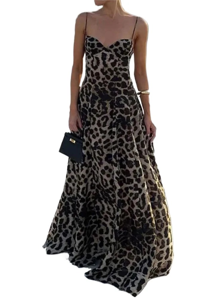 

Leopard Print Camisole Dress New Spring Women's Clothing Style Elegant Fashionable Sexy Camisole Long Dress For Women