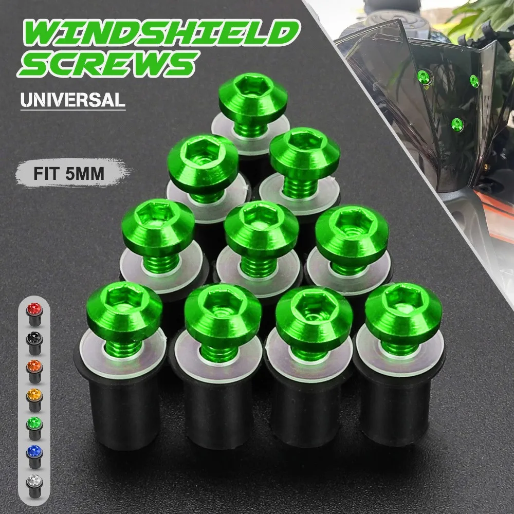 5mm 10PCX Windshield Deflectors Bolts For Kawasaki Z250 Z300 Z650 Ninja 250 650 Z1000SX Motorcycle Windshield Bolts Accessories