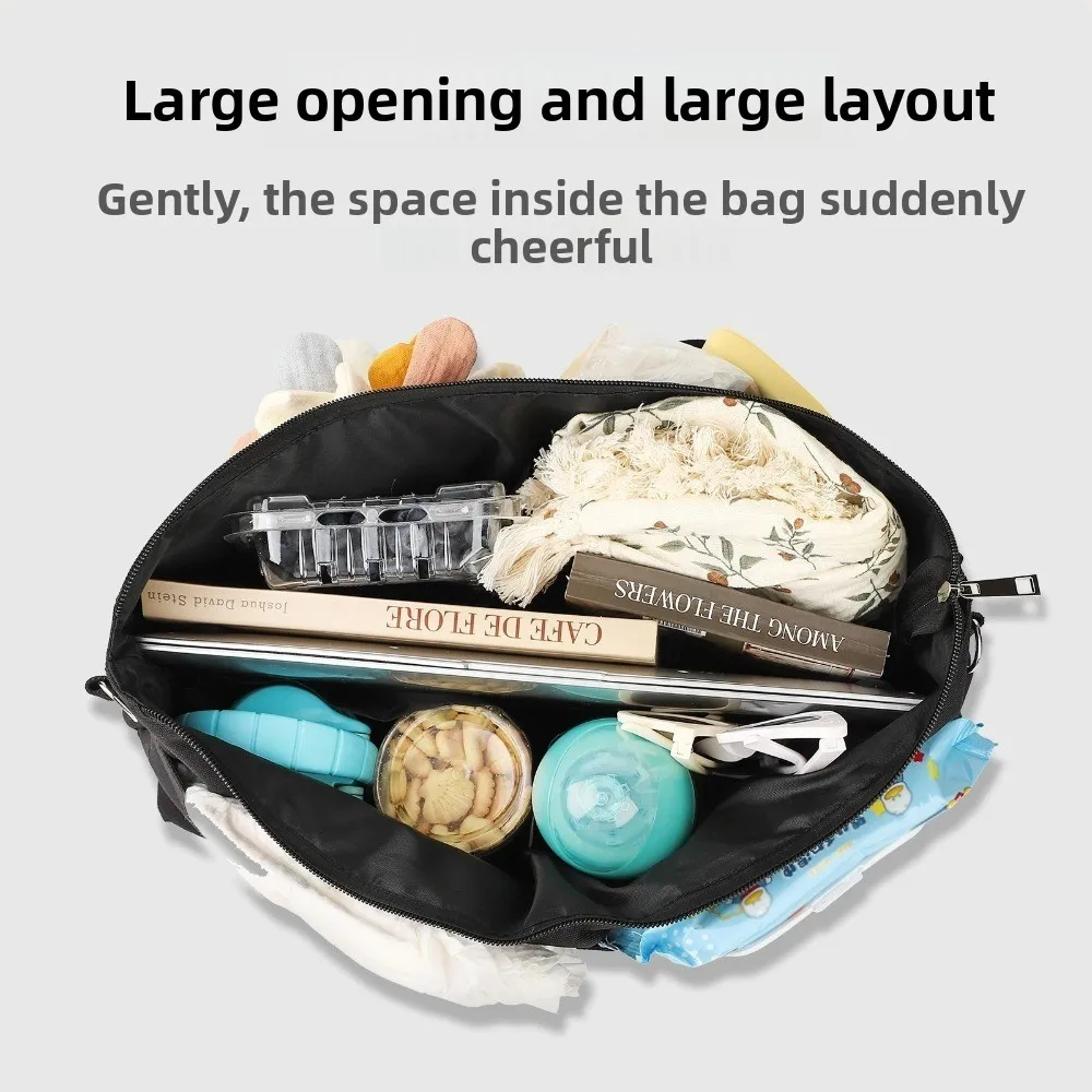 

Portable Baby Stroller Storage Bag Large-capacity Multifunction Baby Pram Hanging Bag Black Waterproof Mommy Shoulder Bag