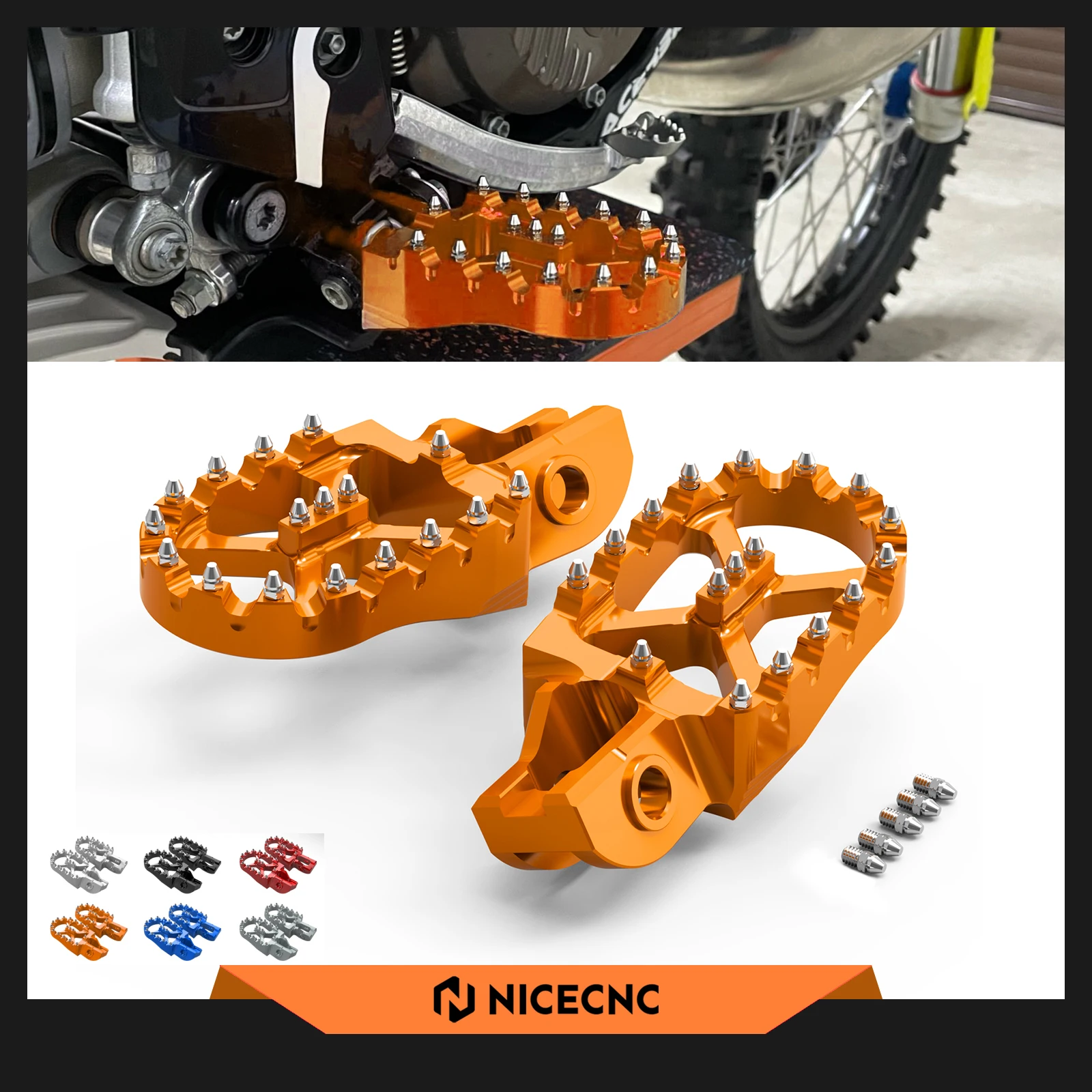 For KTM EXC 300 2023 Enlarged Footrest Foot Pegs Pedal XCW EXC EXC-F 500 450 400 350 300 250 200 150 125 SX XC SXF XCF 2017-2022
