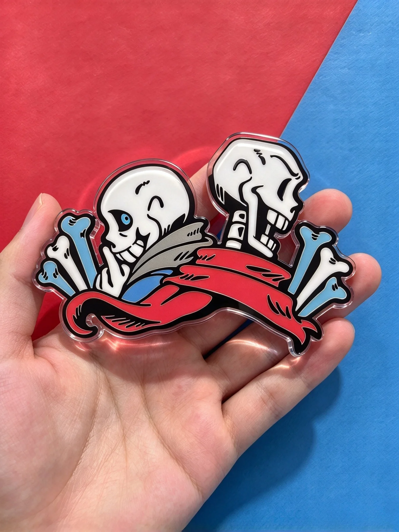 UnDERtale Sans&Papyrus Acrylic Pin Game Character Acrylic Badge Backpack Clothes Lapel Pin Collectible Gift for Game Fans