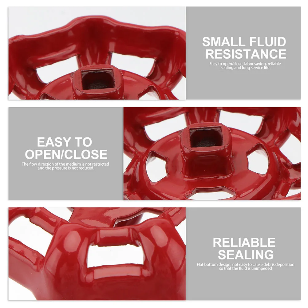 2 stks Rode Metalen Handvat Poort Handwiel Uitschakeling Handvat Fitting Voor Waterbuis Platte Bodem Ontwerp Onbelemmerd Ijzer