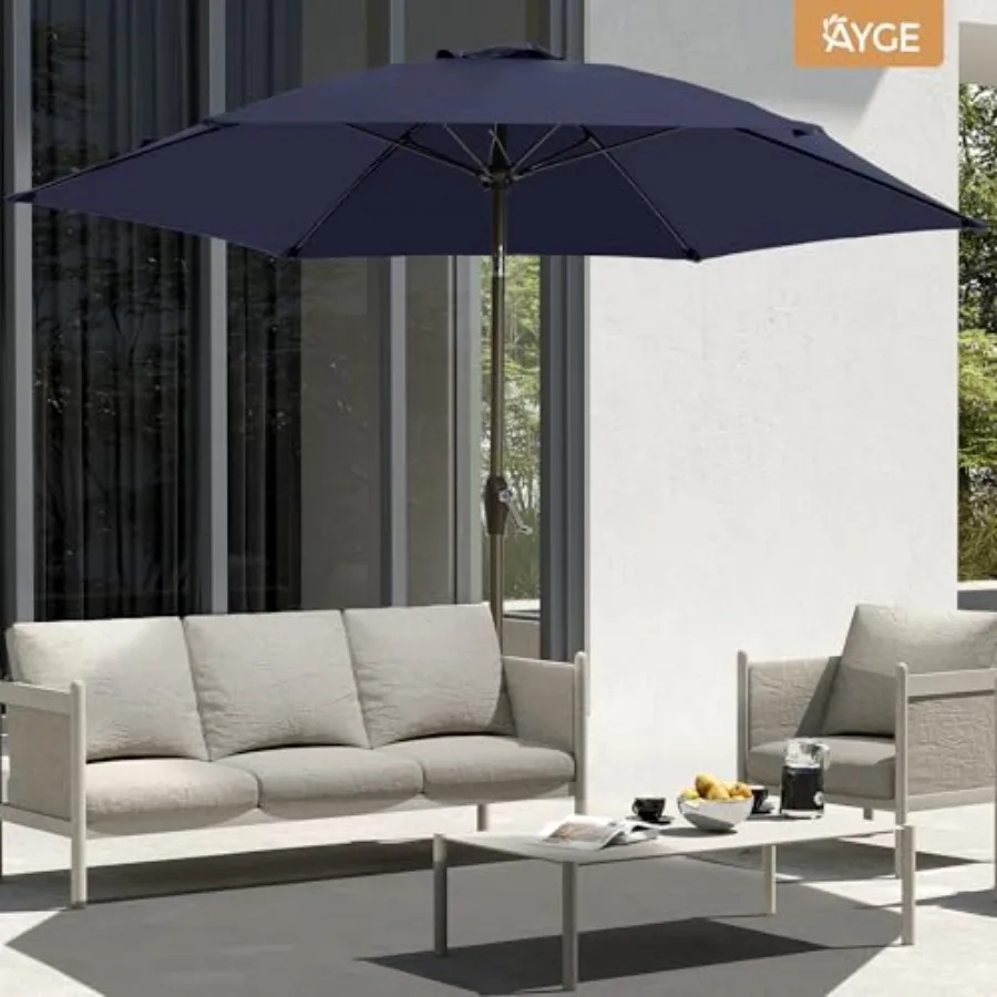 7.5FT Large Outdoor Patio Umbrella Market Table Umbrella-UV Resistant, Easy Push Button Tilt and Crank, 6 Sturdy Fiberglass Rib