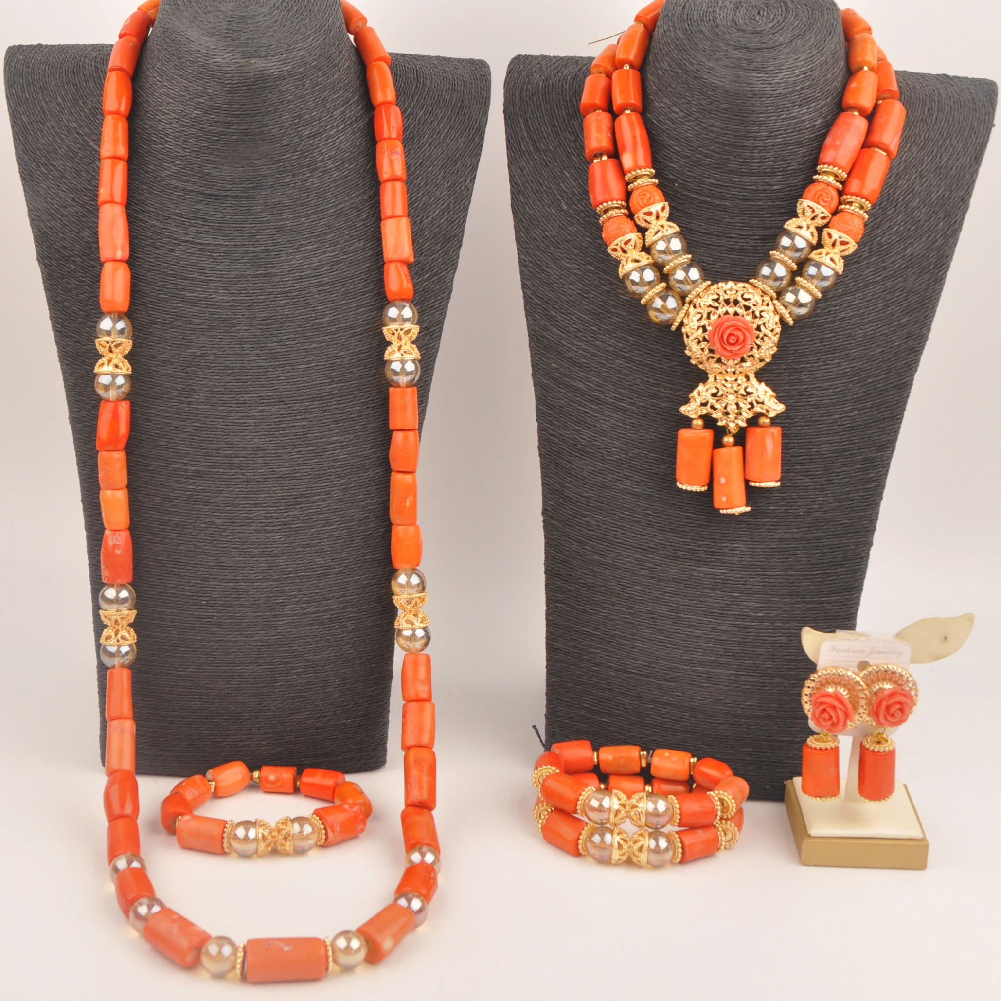 

Natural Coral Africa Collection Necklace Nigerian Orange wedding fashion jewelry