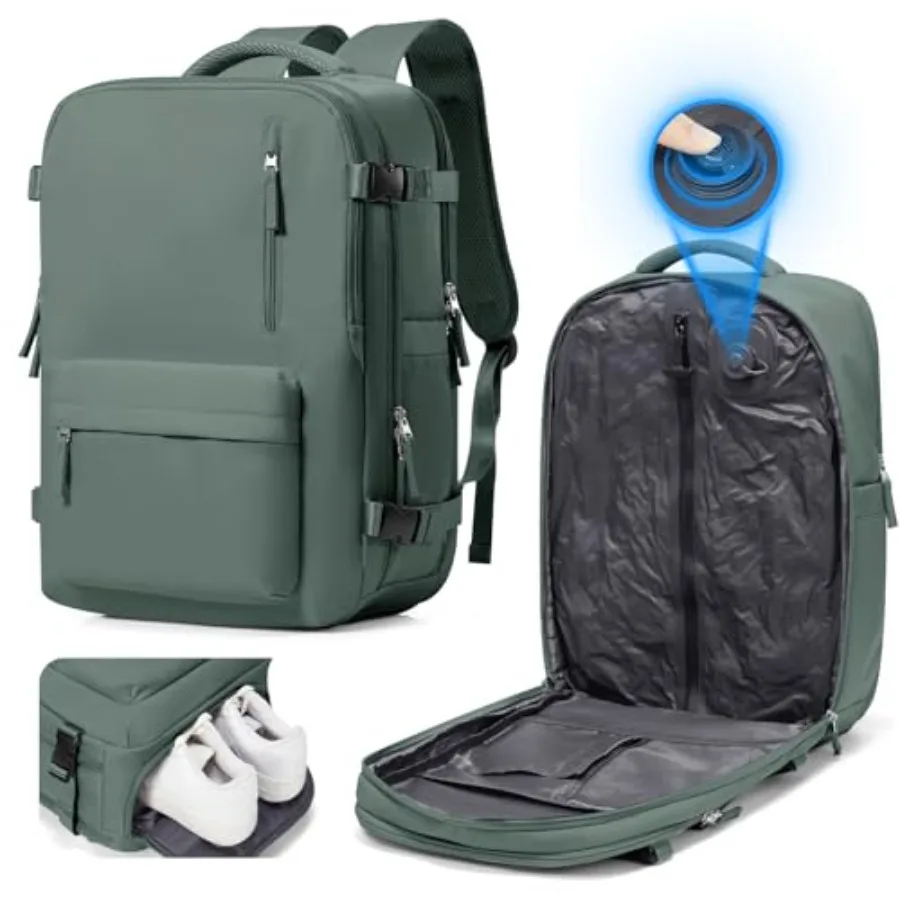 

Vacuum Seal Travel Backpack Built-in Pump, Air Compression System Vacuum Vacpack Backpack Travel Bag for Women Men Carry On Sui