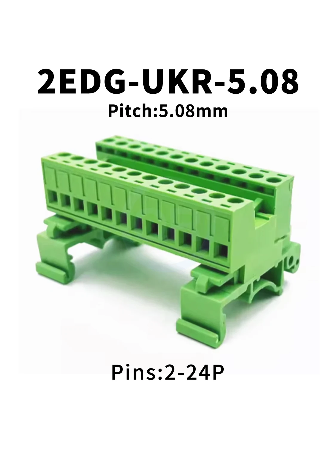 (5 Zestawów) 2EDG-UKR-5.08mm Złącze wtykowe bezlutowe na szynę DIN, szerokość szyny 35mm (Wtyk + Podstawa + Pin 35mm) UKR 5.08 — zdjęcie produktu 7