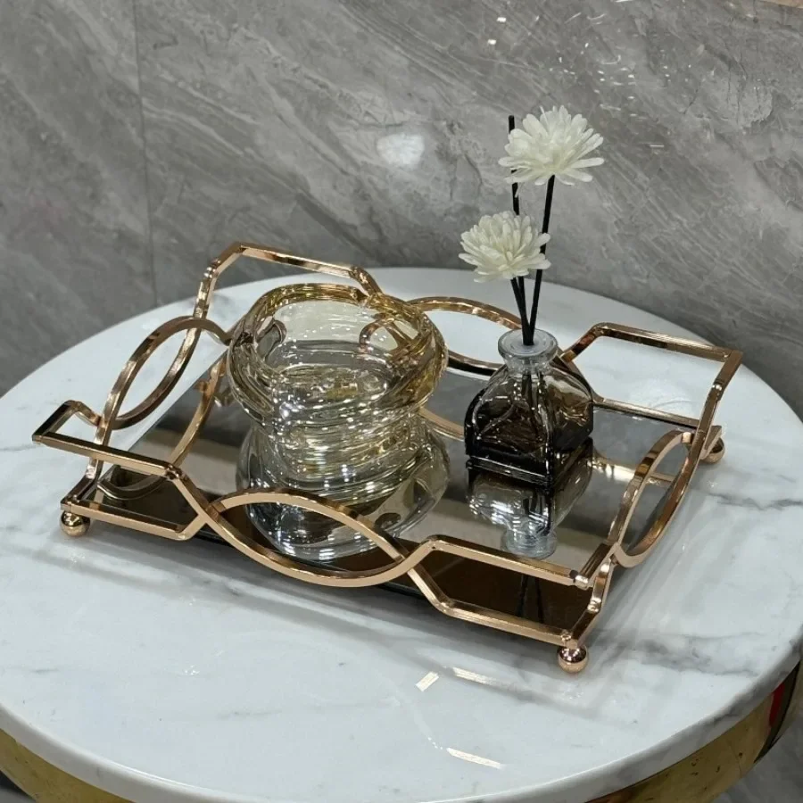 Modern Durable Sleek Tray Coffee Washing Mirror Ornament Tray Light  Soft Decoration Home Accessories Dienblad