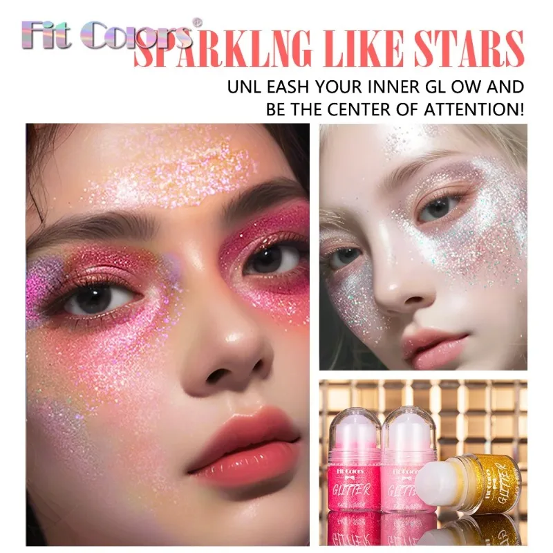 Sparkling Glitter Highlighter Eyeshadow Rolling Ball Big Sequins Shimmer Body Face Brighten Colorful Eye Pigment Festival Makeup