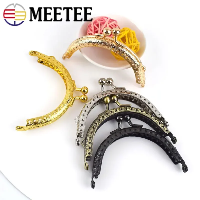 5Pcs 8.5cm Bag Lock Metal Purse Frame Kiss Clasp Locks Decoration Buckle Handbag Handle Crochet Bags Making Hardware Accessories