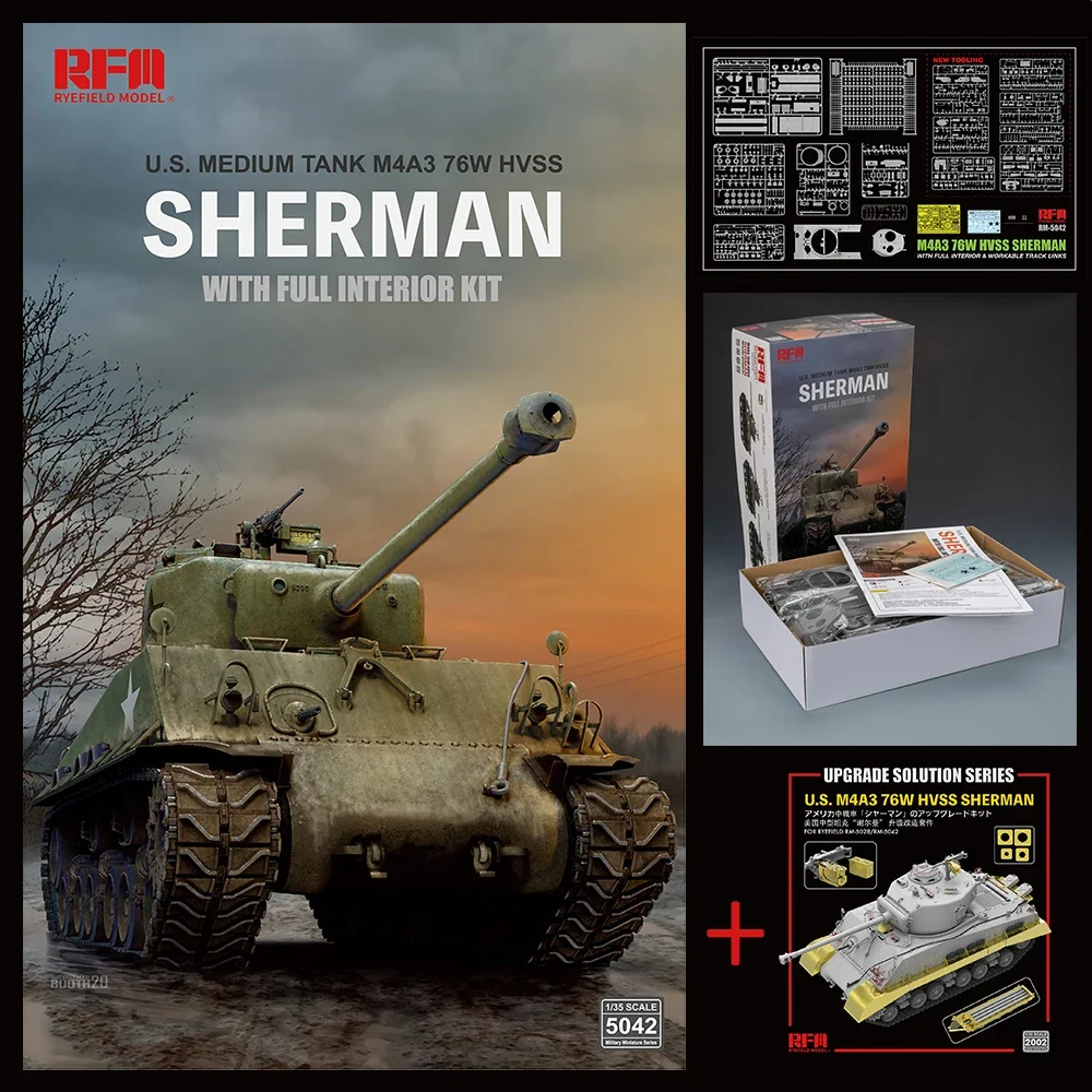 w/Fully Interior [RYEFIELD MODEL]RFM RM-5042/2002 1/35 SHERMAN MEDIUM TANK M4A3 76W HVSS