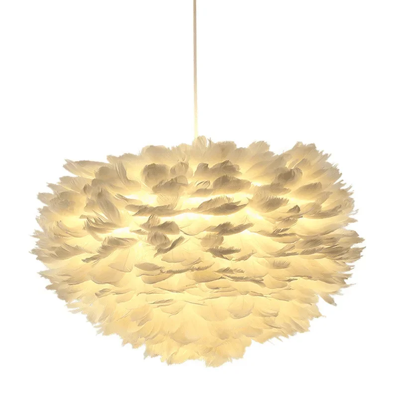 Modern Goose Down Chandelier Bedroom Study Living Dining Room Feather Light Creative Romantic Decorative Chandelier Lamps