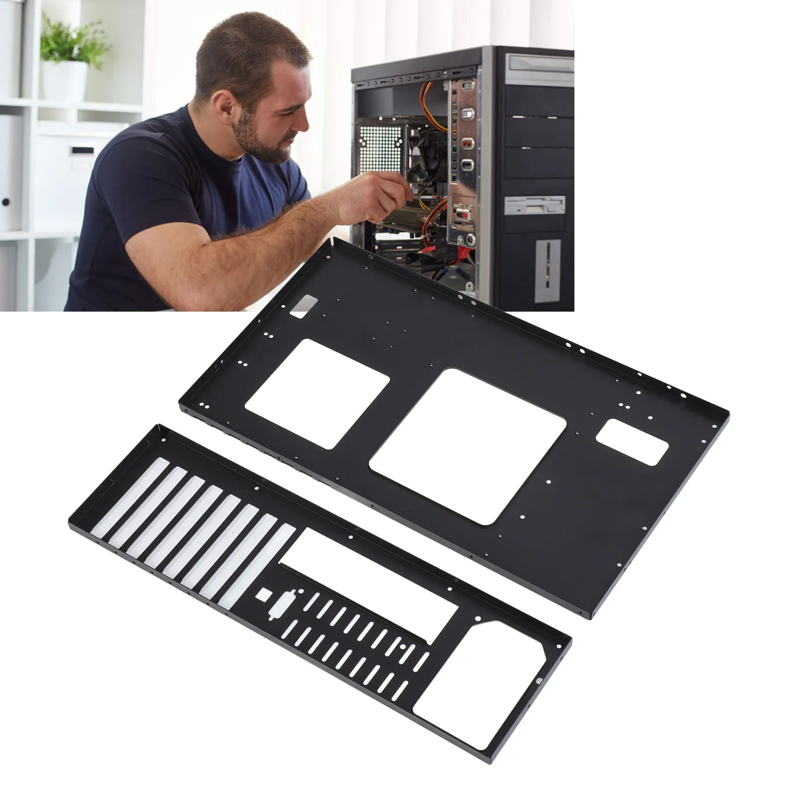 Cadre de châssis ouvert pour ordinateur, bricolage, boîtier ouvert, trous de routage de câbles, plaque en acier Stable pour carte mère M ATX
