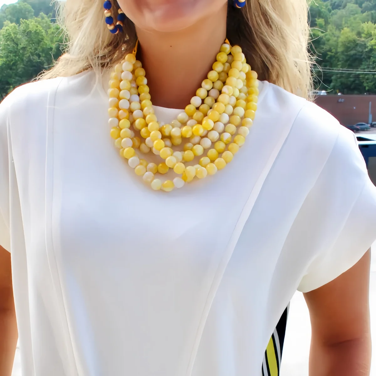 

Bohemia Handmade Multi-layer Resin Bead Necklace With Wide Strap,Suitable For Women's Summer Vacation,Accessories For Banquets