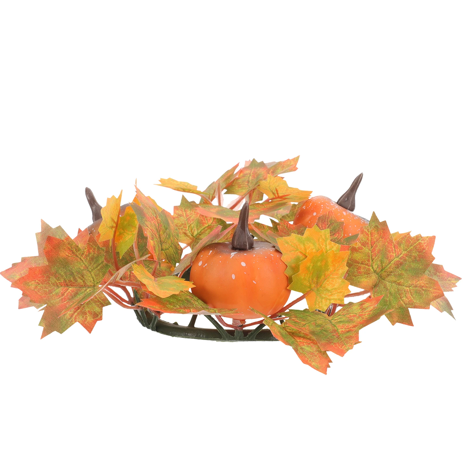 

Pumpkin C Holder Autumn Wreath Plastic Table Decoration Thanksgiving Centerpieces Artificial Leaf C Wreath
