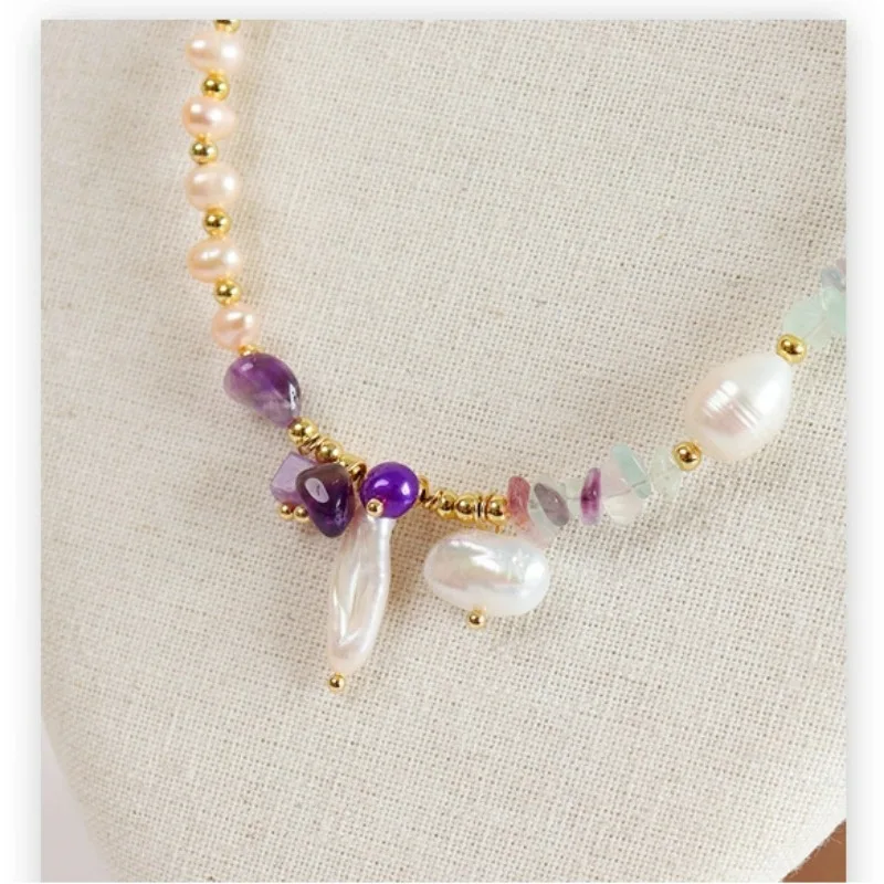 

Autumn White Freshwater Pearl Strand Necklace Niche High-end Feeling Baroque Pearl Natural Gravel Stone Clavicle Chain Necklace