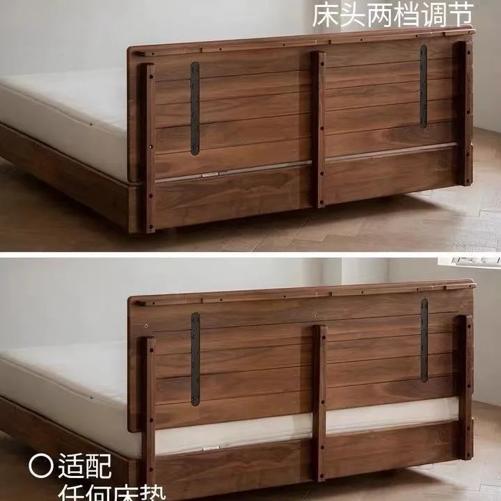 

Customizable Nordic Suspension Bed Japanese Simple Black Walnut Master Bedroom Double Bed 1.5m 1.8m