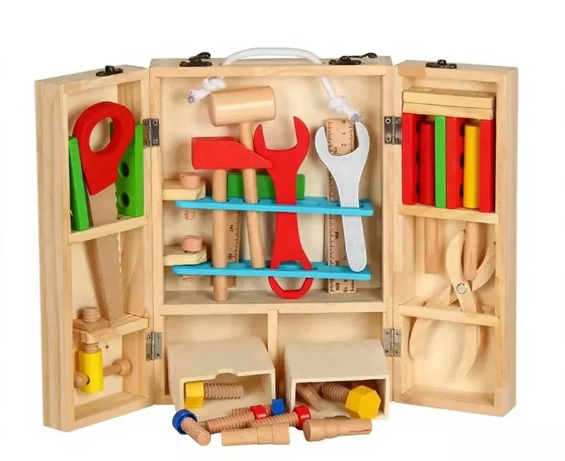 37 Piece Montessori Wooden Repair Kit Pretend Play DIY Construction STEM Toys for Fine Motor Skills Development Educational