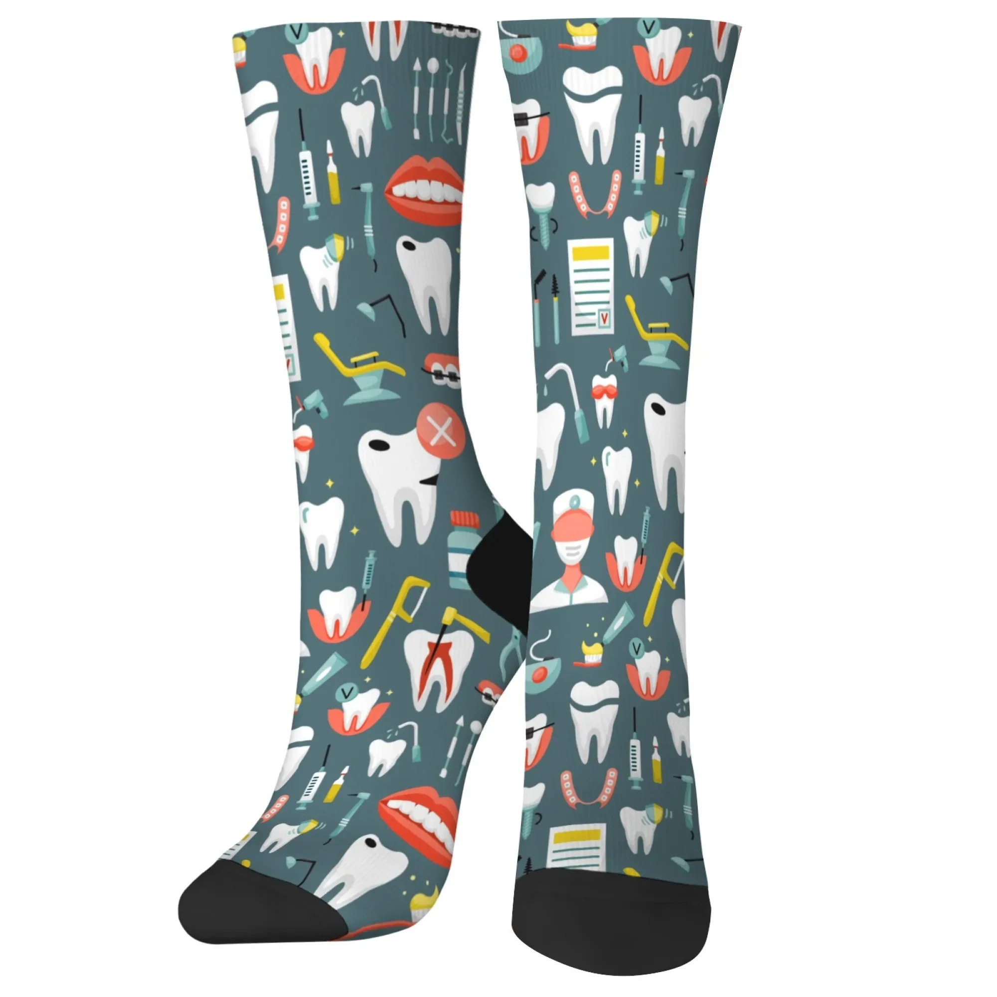 Zabawne skarpetki dentystyczne, wygodne, oddychające, antypoślizgowe, oryginalne, w stylu Harajuku, streetwear, hip-hop, skarpetki kompresyjne, unisex, na prezent.