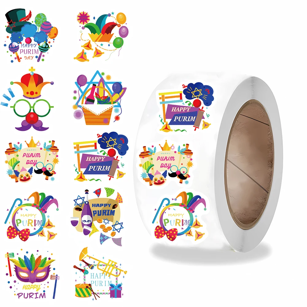 500Pcs/roll Purim Stickers Aesthetic Motorcycle Phone Home Decoration Gift Wrapping Bicycle Graffiti Waterproof Design Sticker