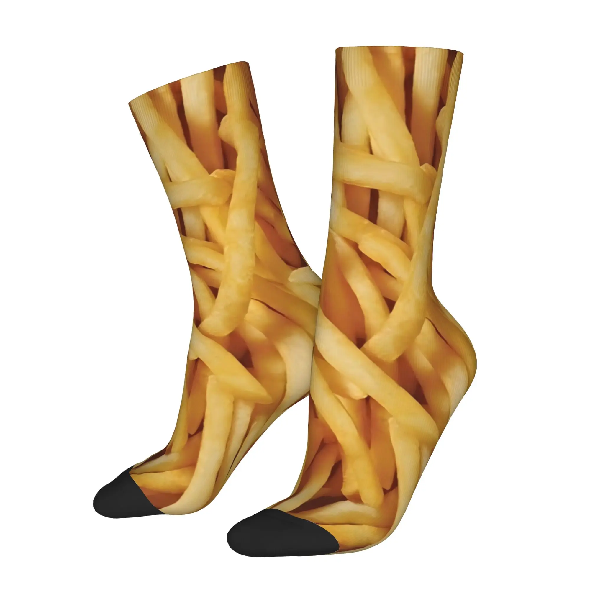 

Funny Sock Food Straight French Fries Full Spread Closeup Hip Hop Quality Pattern Printed Men Crew Socks Casual Men's Socks