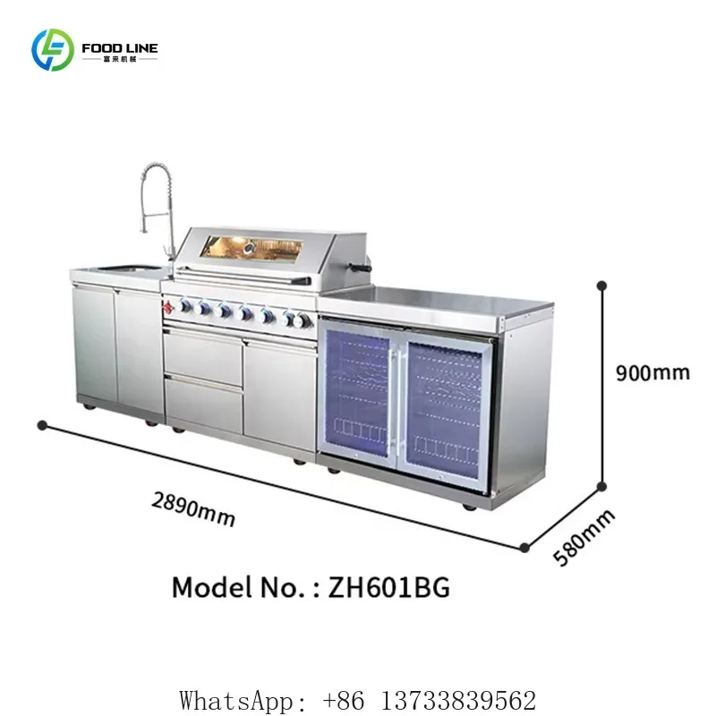 Customized Premium  Outdoor BBQ Kitchen Natural Gas BBQ Grill Stainless Steel Modular Garden Full Set Modern Design Furniture