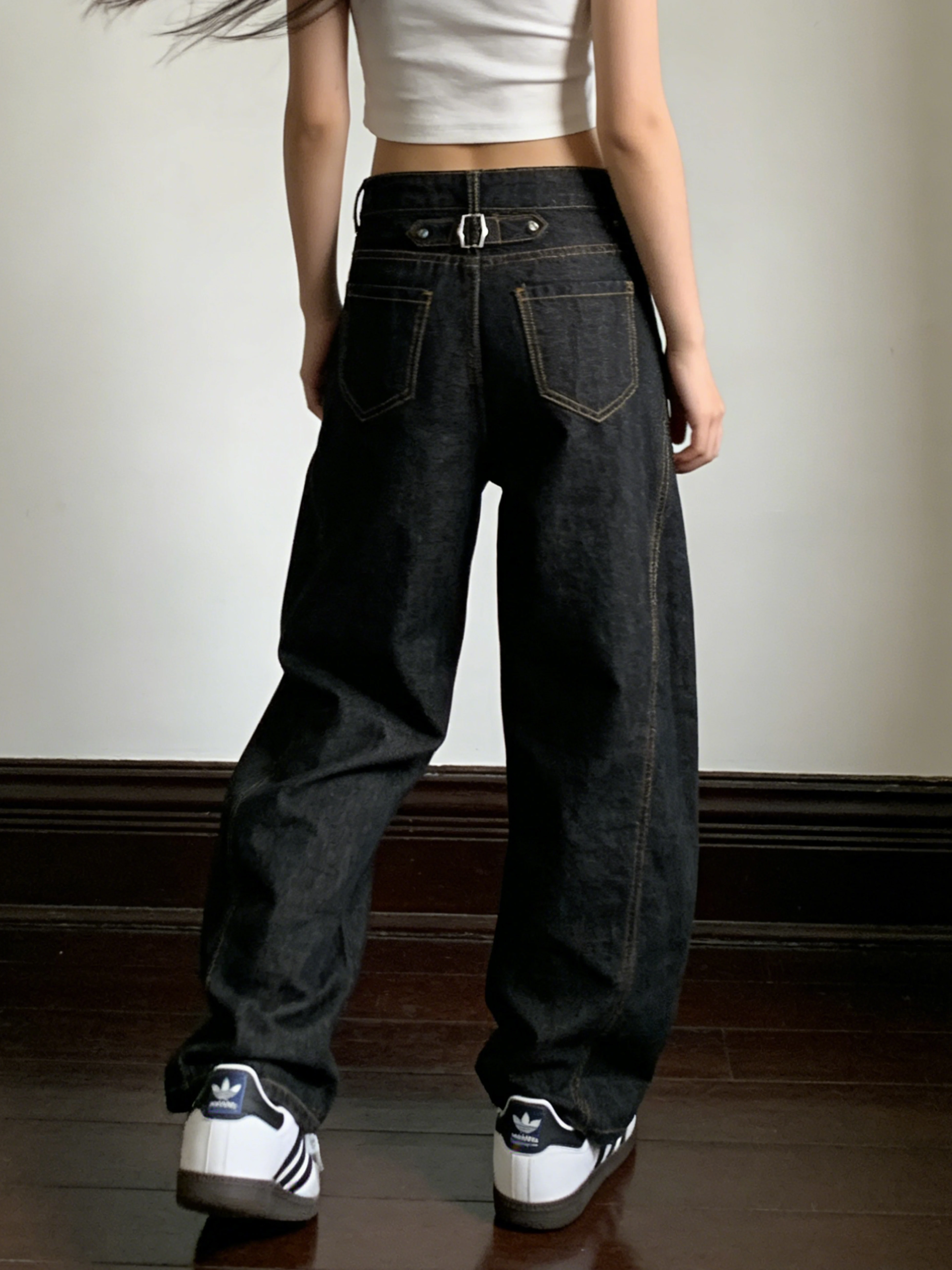 

American Retro Wide Leg Jeans Women's High Street Loose Slimming Design Sensation Small Audience Long Trousers