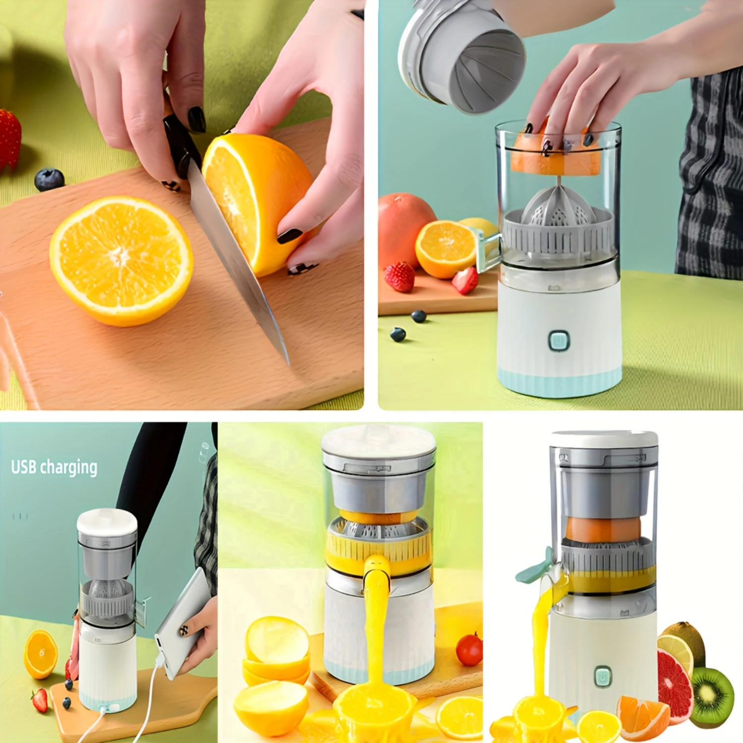 Portable Multifunctional Juicer with Automatic Juicing and Separation - Fresh Orange Juice Cup with USB Charging