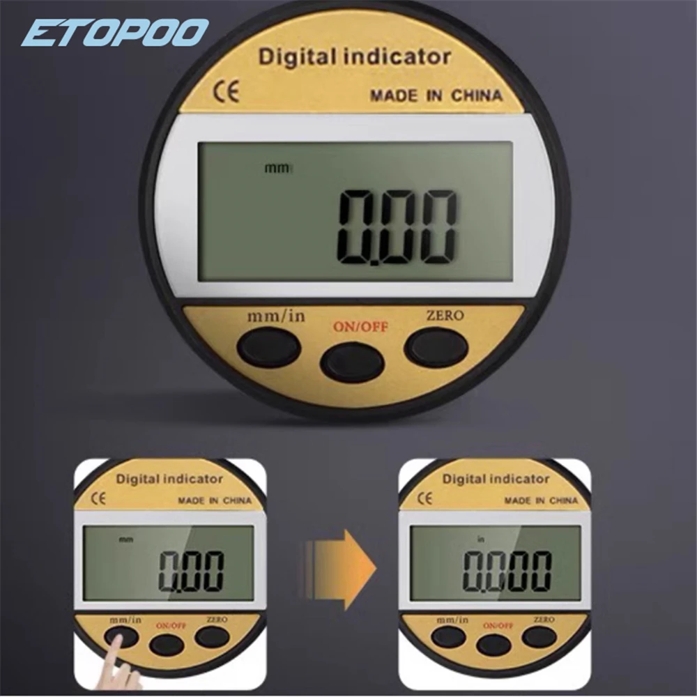 Imagem -02 - Etopoo Medidor Indicador Digital Dial 0.01 mm Indicador Digital Eletrônico 010 mm 025 mm Ferramentas de Medição