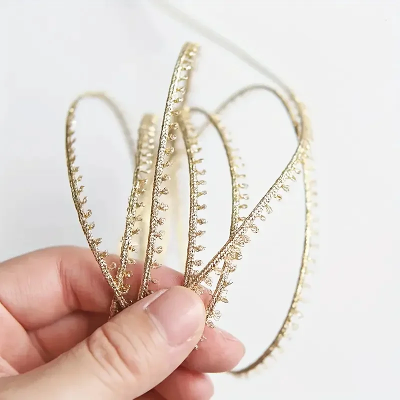 1 Yard ultrafeines glitzerndes goldenes Besatzband, Näh- und Bastelbedarf, dekorativer Spitzenkante für DIY-Projekte, Verzierungen, Hochzeiten – Detail 4