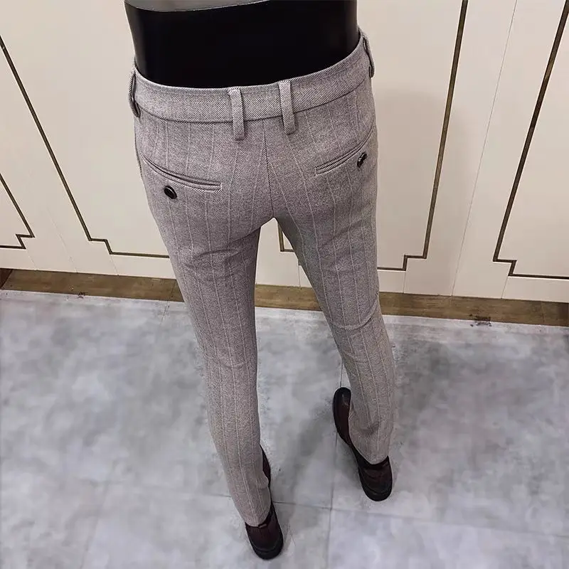 2025 herbst Winter Neue Woolen Anzug Hosen Hohe Qualität Gestreiften Slim Fit Kleid Hosen männer Formale Business Büro Sozialen hosen