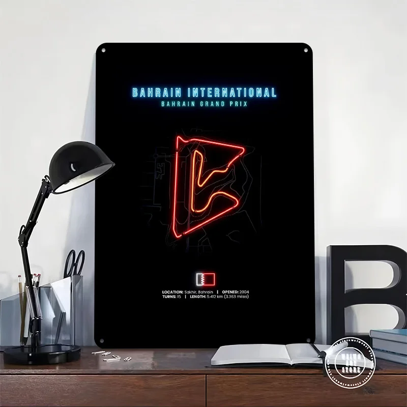 Bahrain International Circuit Neon Map Metal Poster Perfect Gift for Fans Lovers Personalized Wall Art Metal Sign for Wand Deko