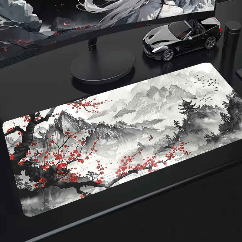 White Black Mouse Pad XXL Gaming Computer Mausepad Big Art Deskmat Playmat Laptop Office Accessories Carpet Non-Slip Mat 900*400