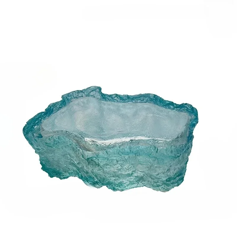 Table basse en résine transparente et lumineuse, style glacier